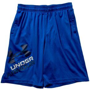 Under Armour Loose Youth XL Boy Royal Blue Athletic Activewear Shorts Drawstring